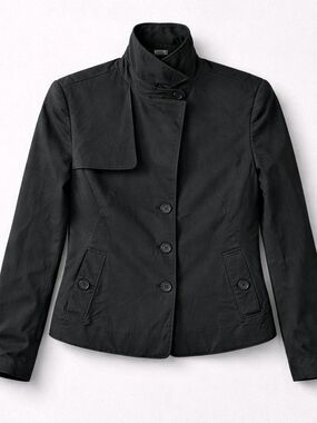 Ann Taylor Black Convertible Funnel Neck Jacket Petite 6P